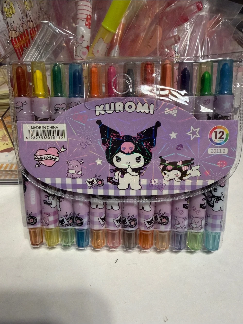 Purple 12-Color twist crayons- Cute Kuromi  Set